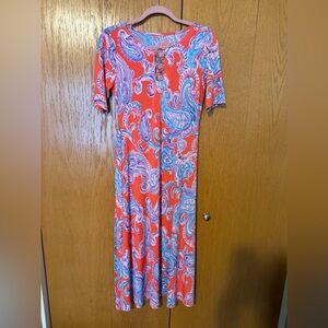 Paisley Print Red and Blue Dress